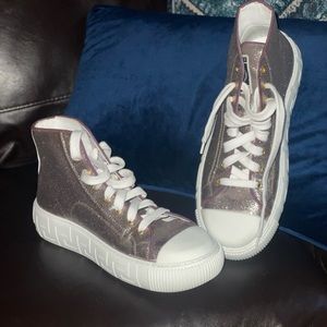 Authentic Versace Greca glitter sneakers Size 40 worn once to a sneaker ball!